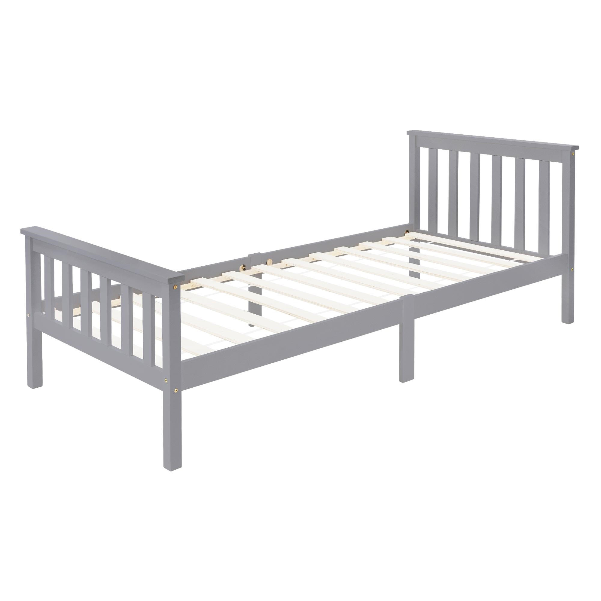ML-DESIGN DŘEVĚNÁ POSTEL 90x200 cm světle šedá z borového dřeva s roštem