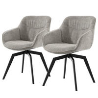 DREHBARER ARMLEHNENSTUHL - 2er-Set - Chenille / Eisen - Hellgrau/Schwarz, Textil/Metall (59/84/64cm) - home24