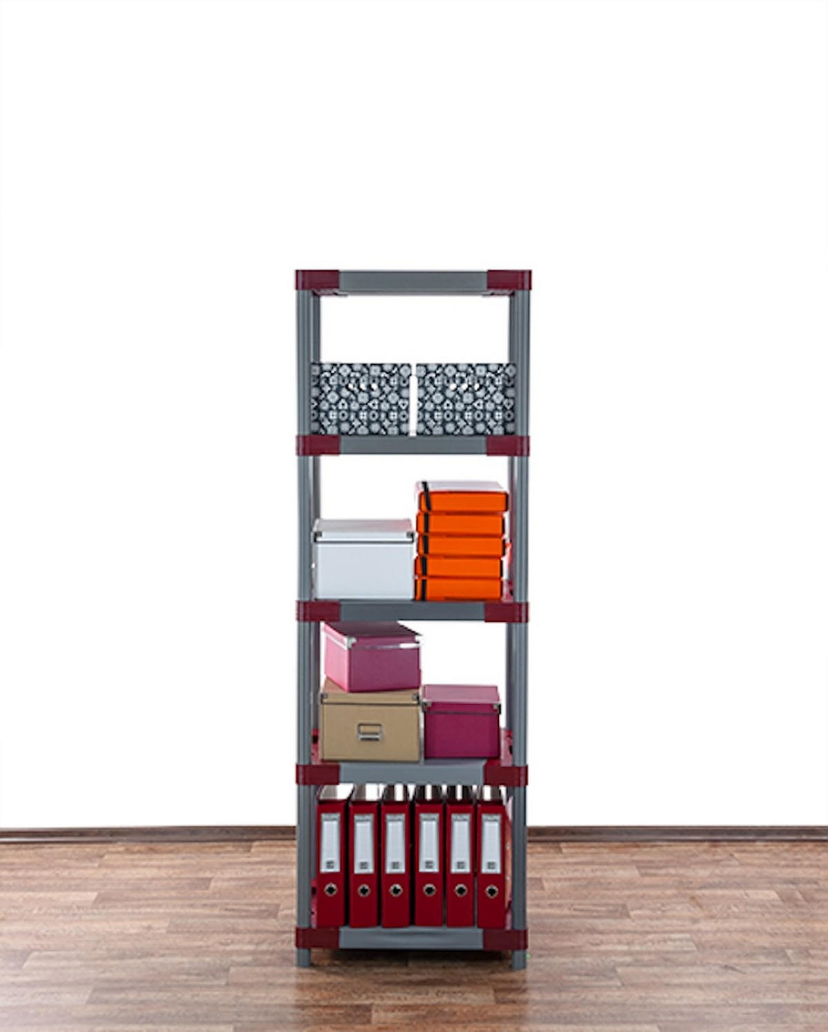 KUNSTSTOFFREGAL BIG GREY BEAR Tall 180x60x46cm Fachlast 160kg Grau-Rot - Rot, Kunststoff (60/180/46cm) - PROREGAL