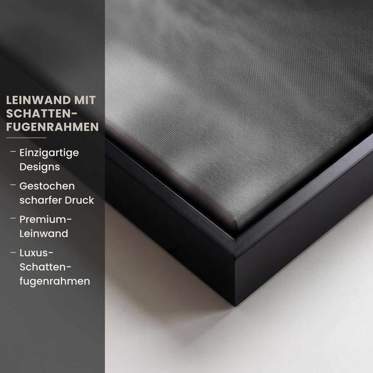 LEINWAND Bilder mit Rahmen - Schottischer Highlander - Nebel - Schwarz - Weiß - 60x90 - Grau, Textil (60/90cm) - MuchoWow