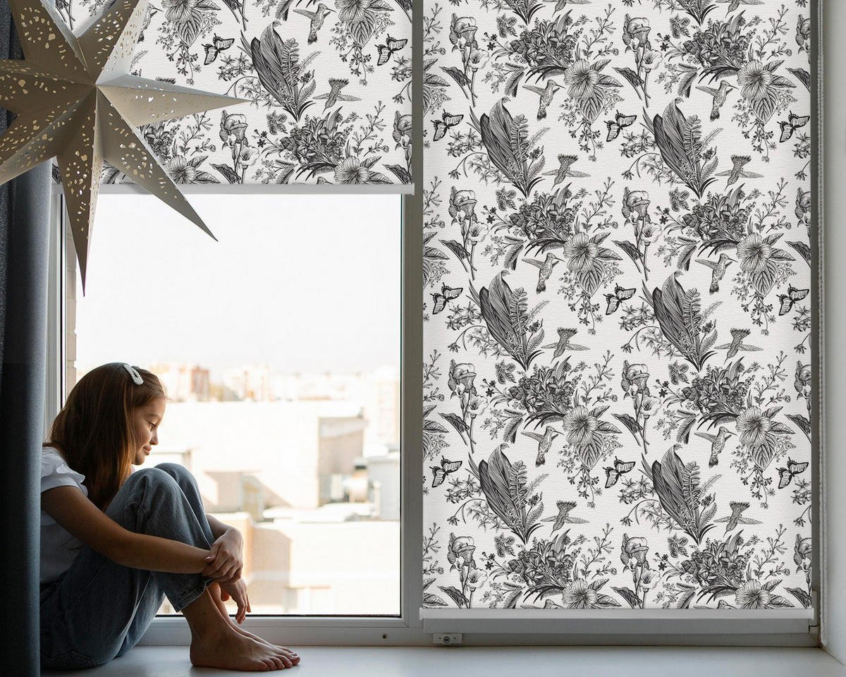 VNÚTORNÁ roleta - okenná roleta - roleta - 80x140 cm - Nakreslená príroda - sivá, plast (80/140/0.5cm) - TULUP