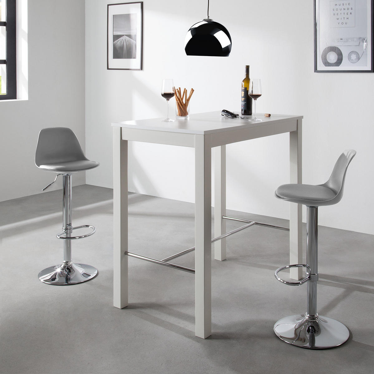 BARSTUHL - 2er-Set - Kunststoff / Edelstahl - Grau, Kunststoff/Metall (39/83/40cm) - home24