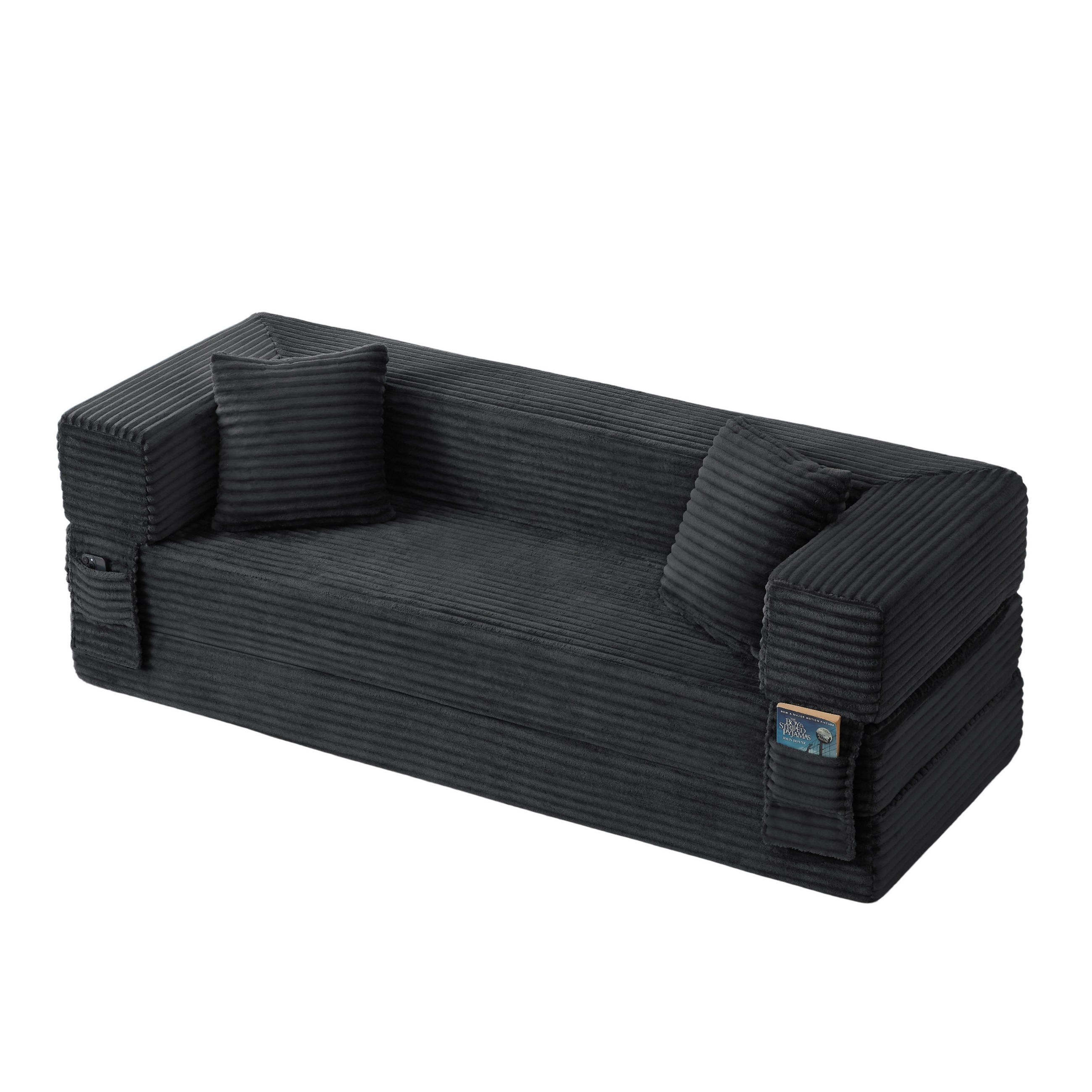 SCHLAFSOFA DE-34899 quadratisch umwandelbar Dunkelgrau - Dunkelgrau, Textil (200/60/76cm) - ComfortXL