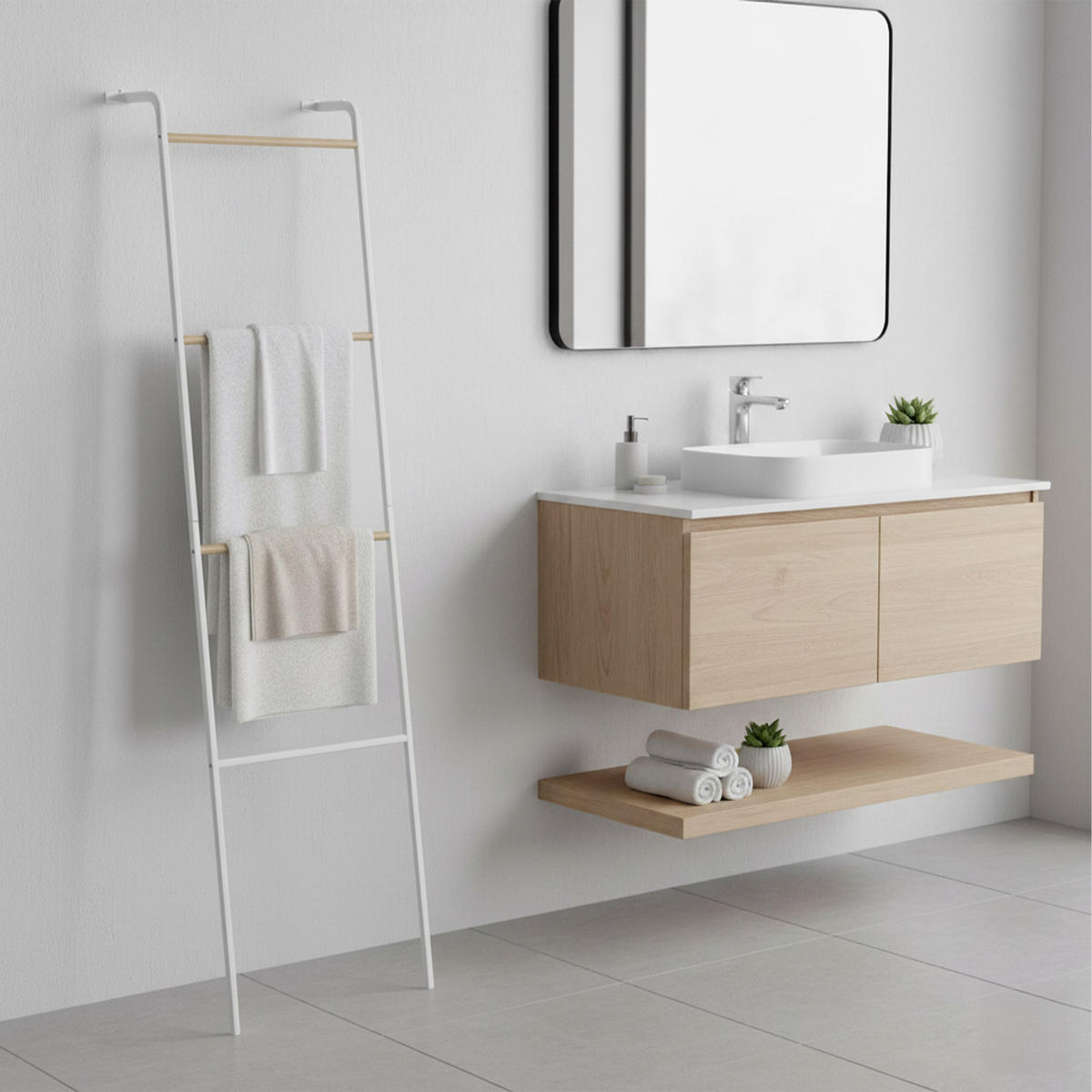 HANDTUCHLEITER - Weiß, Metall (40/158/28cm) - Relaxdays