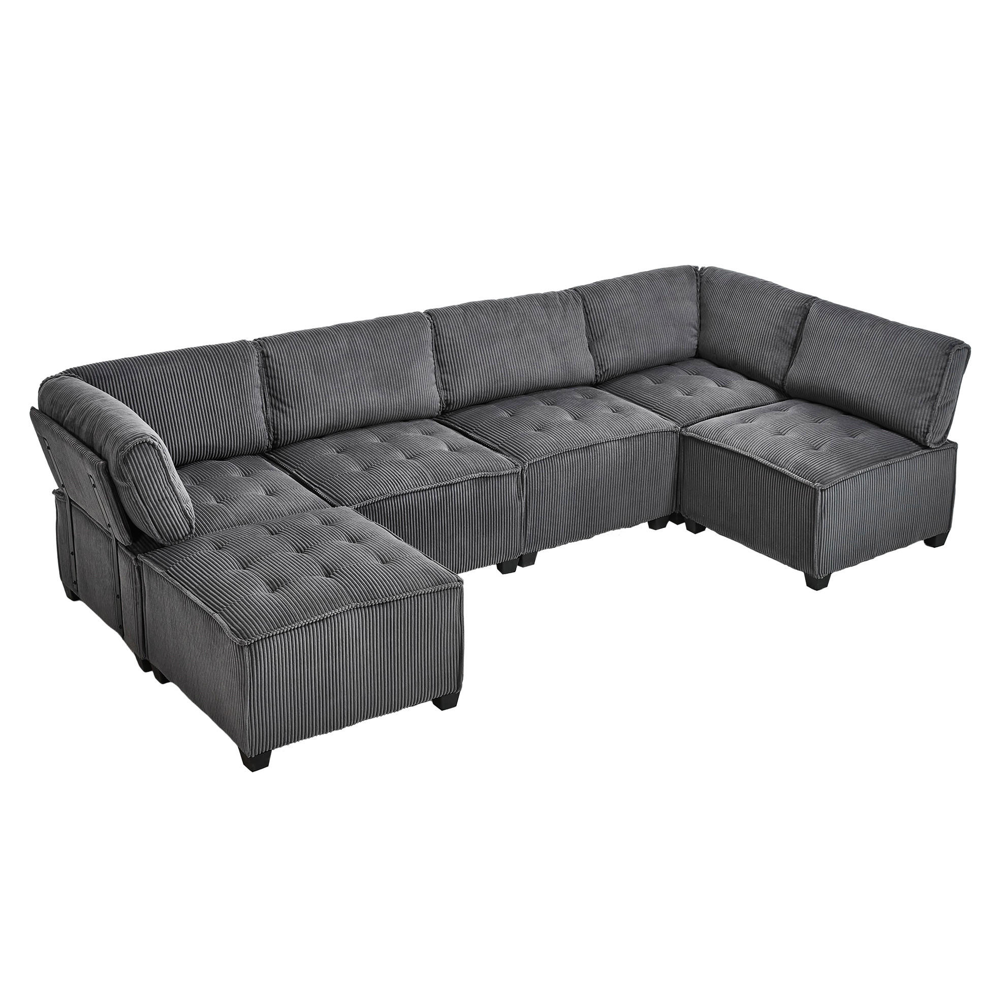 Meubliv Sofa Grau 154x82x308 cm