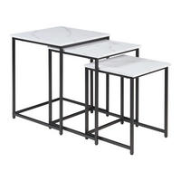 BEISTELLTISCH-SET 3 TLG. Trollhättan - Schwarz/Weiß, Holzwerkstoff/Metall (50/50/60cm) - [en.casa]