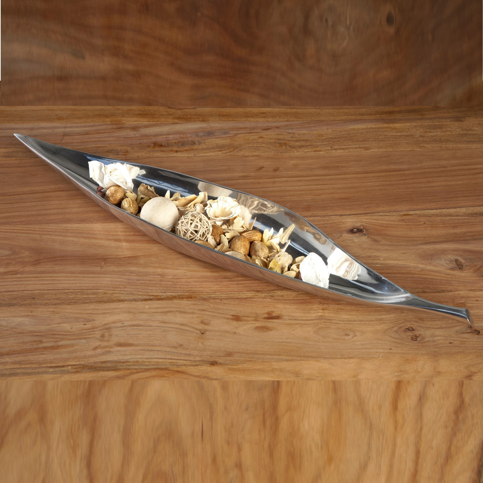 DEKOSCHALE Long Leaf 80 cm, Aluminium silber glänzend - Silberfarben, Metall (6cm) - DESIGN DELIGHTS