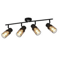 DECKENLEUCHTE Absicht 4-flammig 62/16/21 cm - Schwarz, Metall (62/16/21cm) - ZMH