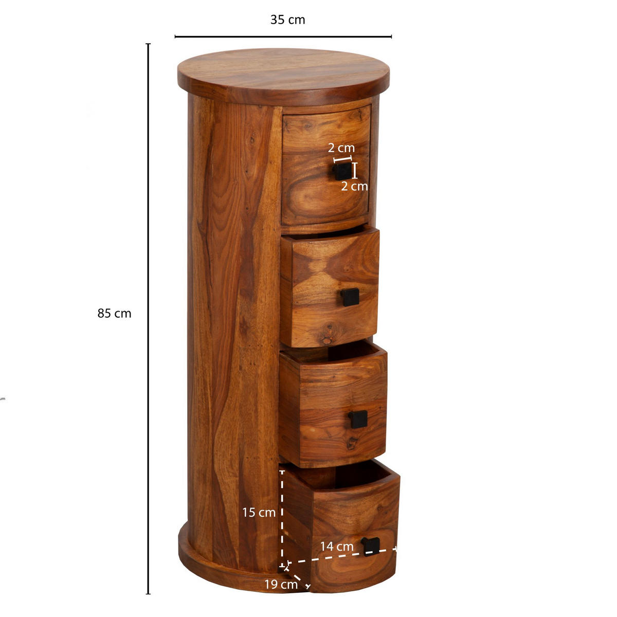 KOMMODE – Massivholz, rustikal, 4 Schubladen, viel Stauraum - Braun, Holz/Metall (35/85/35cm) - KADIMA DESIGN