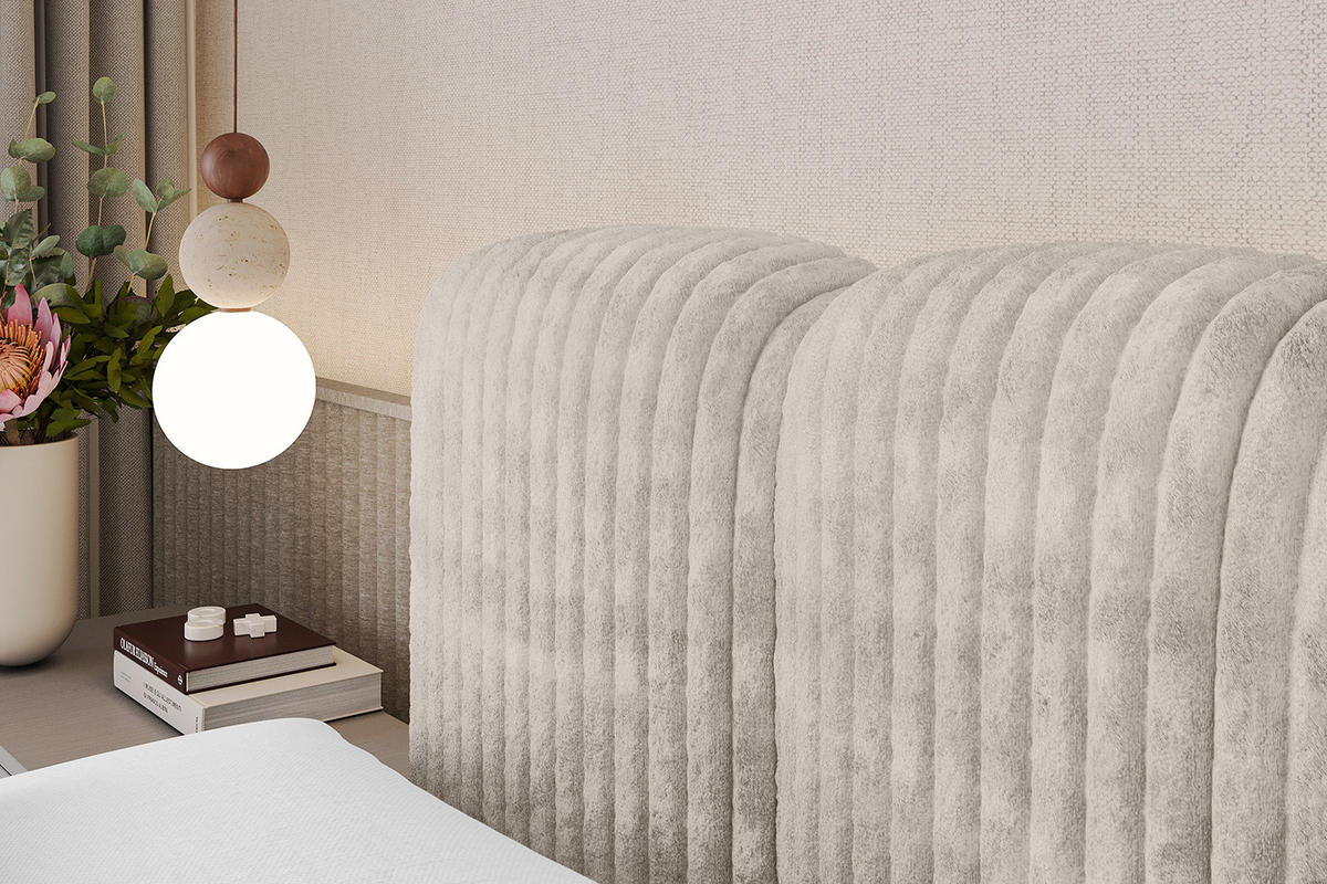 BOXBETT mit Matratze H4 - NINA - 160x200 cm - Creme - Creme, Holzwerkstoff (160/200cm) - ALTDECOR