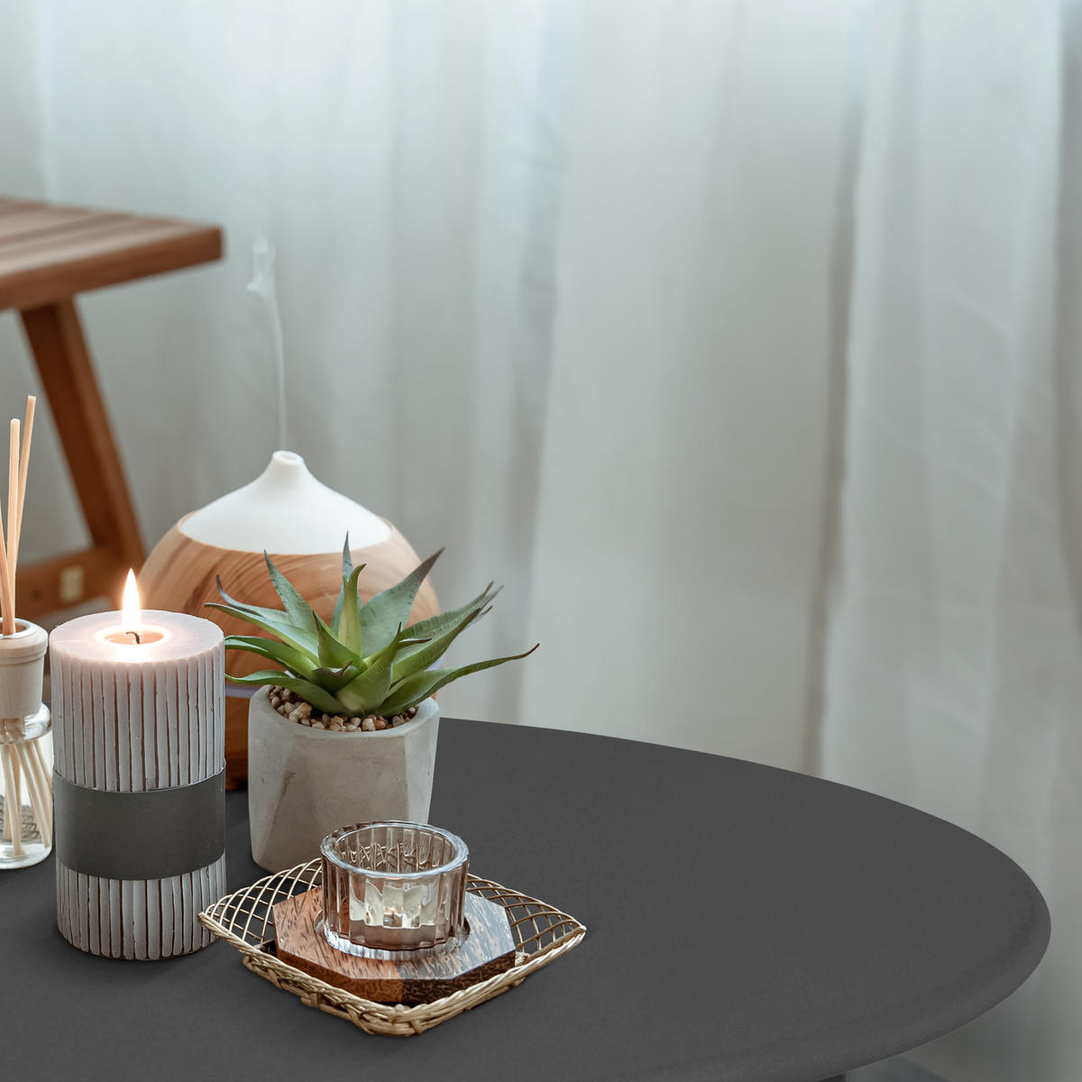 BEISTELLTISCH Finn Ø 53/36 cm Schwarz - Schwarz, Metall (53/53/36cm) - BoMoe