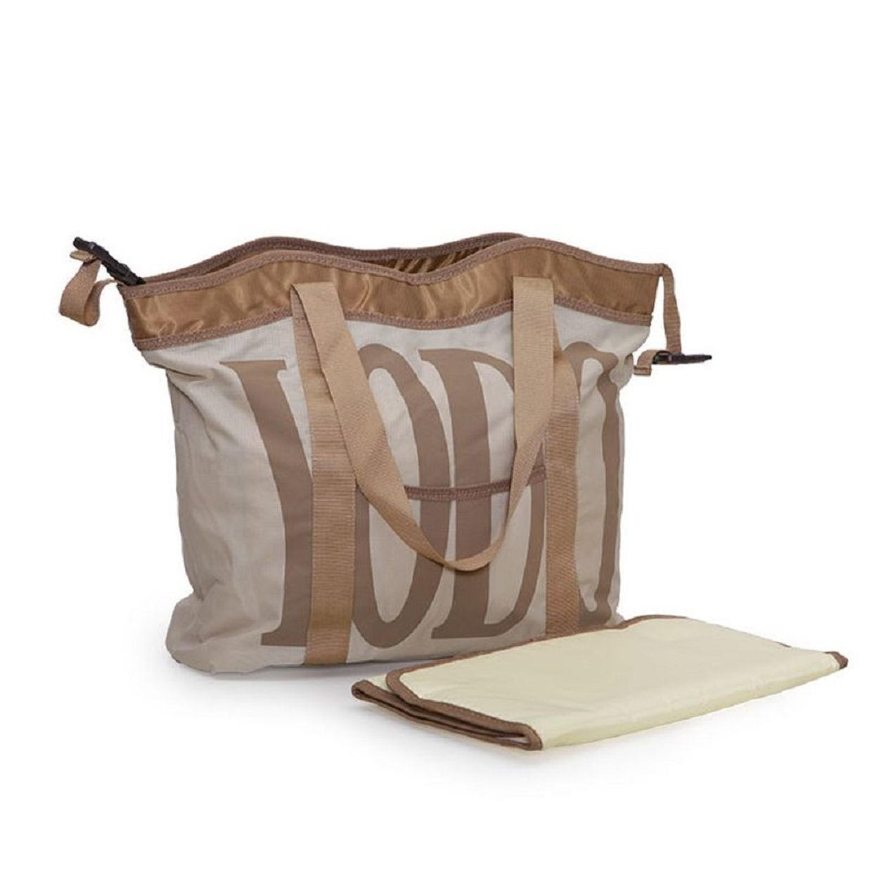 WICKELTASCHE Stylish Wickelunterlage, Thermofach, Rückentasche, Kinderwagenbefestigung - Beige, Textil (45/35/13cm) - Moni
