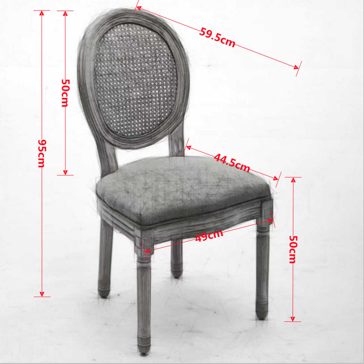 ESSZIMMERSTUHL 2er-Set Französischer Stil Rattan Stoff Gray - Grau, Holz (49/95/59.5cm) - Meubliv