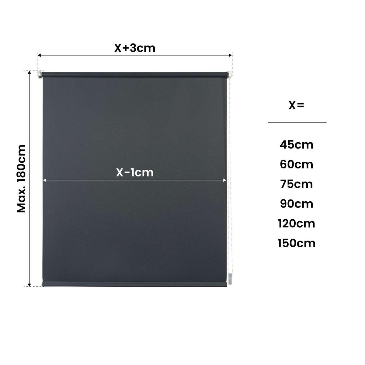 VERDUNKELUNGSROLLO | Grau, 150 cm x 180 cm - Grau, Kunststoff (150/180cm) - STORESDECO
