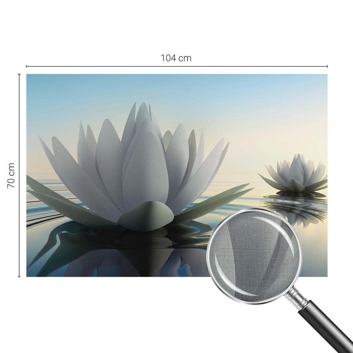 FOTOTAPETE 104x70 cm - Seerosen - Weiß, Textil (104/70cm) - Wallfluent