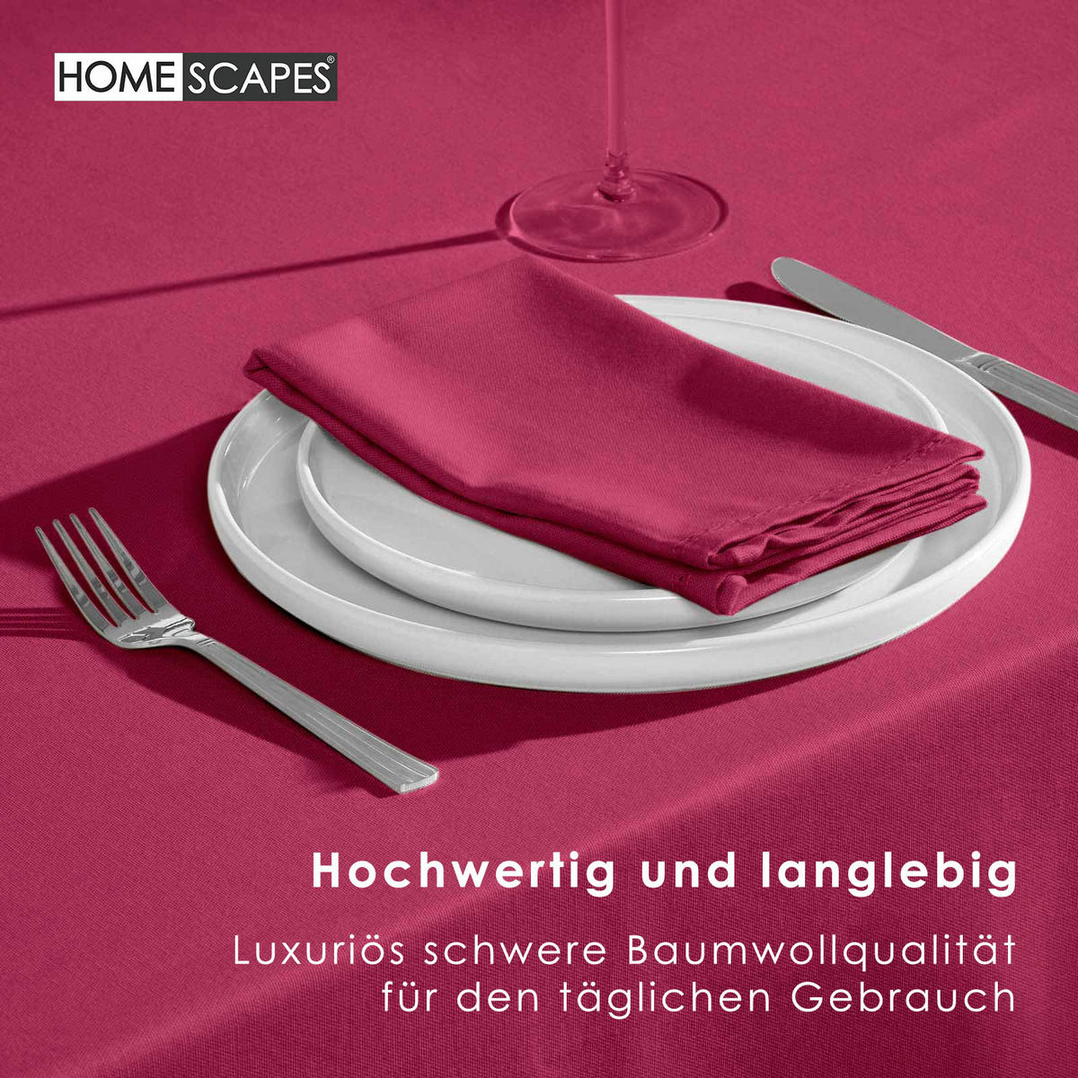 TISCHDECKE weinrot rund 178 cm, 100% Baumwolle - Weinrot, Textil (178/178cm) - Homescapes