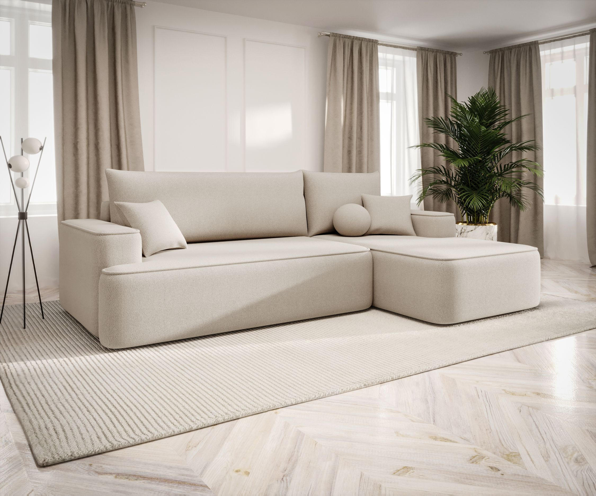 ECKSOFA mit Schlaffunktion FIGO Curio 09 Rechts - Ecru, Textil (250/150cm) - Bedante