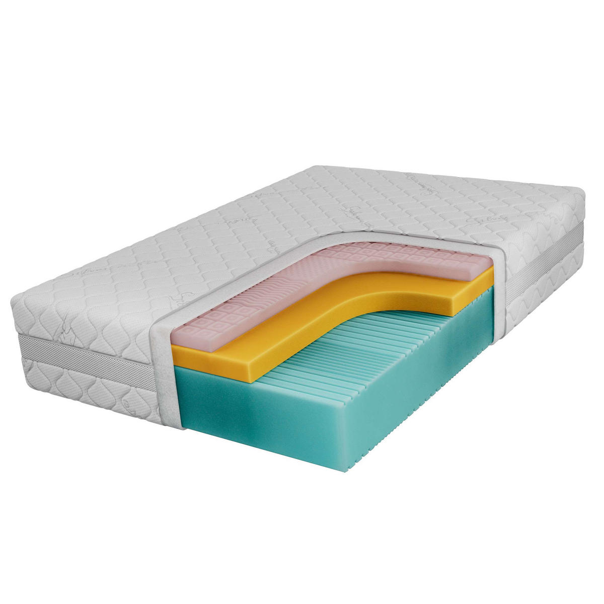 VISCOMATRATZE VELO - 200/200 - H2 - Sivo - Weiß, Textil (200/200cm) - MKS