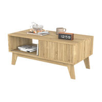 COUCHTISCH holzoptik mit schiebetür und offenem fach - Eichefarben, Holz (95/41/48cm) - SHOPENTRA