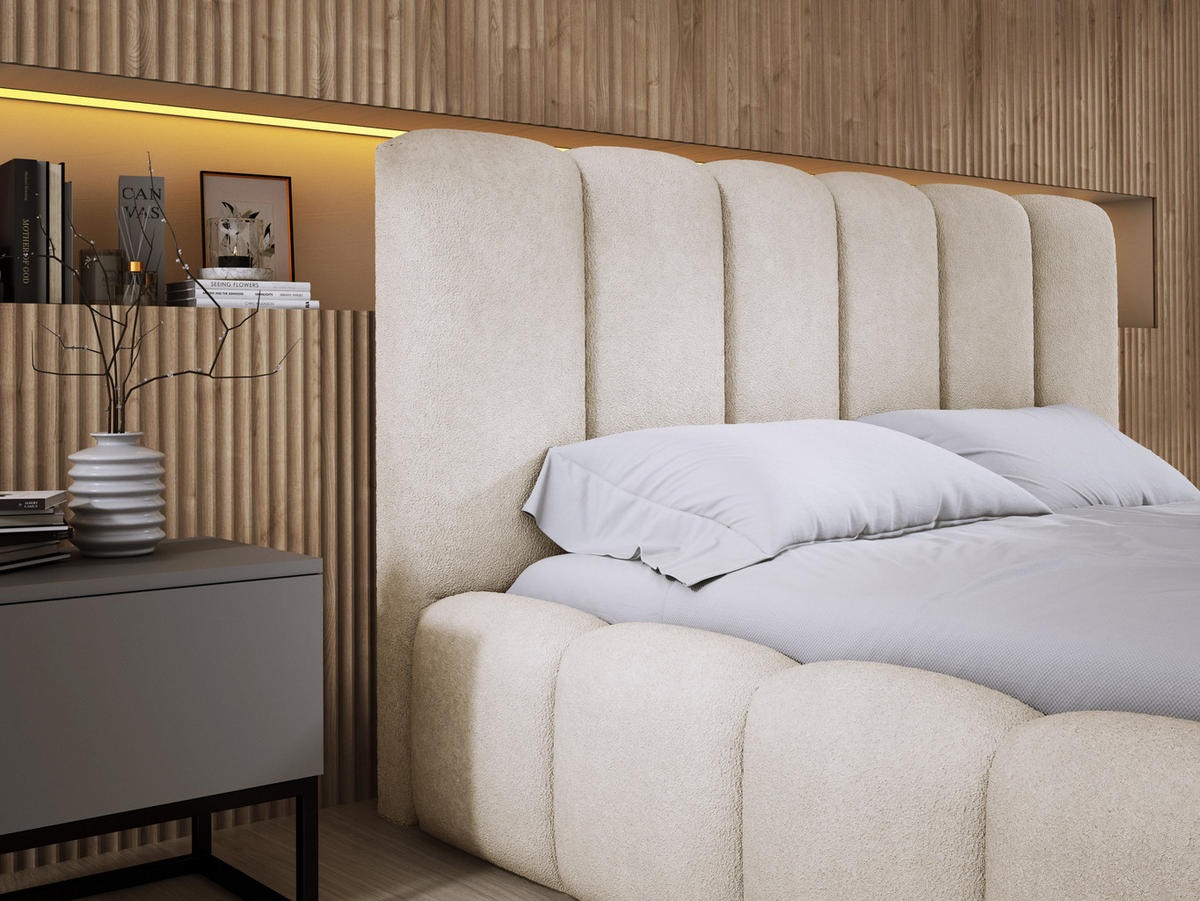 POLSTERBETT VELORA 180x200 ECRU - Ecru, Textil (180/200cm) - Luxkor24