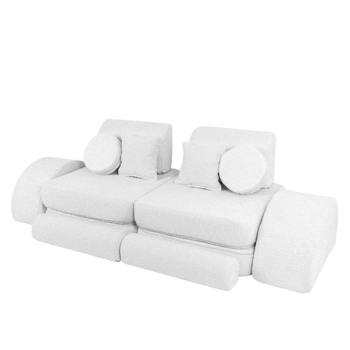KINDERSOFA Pocket Max modular 12-tlg. aus Bouclé in Weiß - Weiß, Textil (120/25/60cm) - MeowBaby