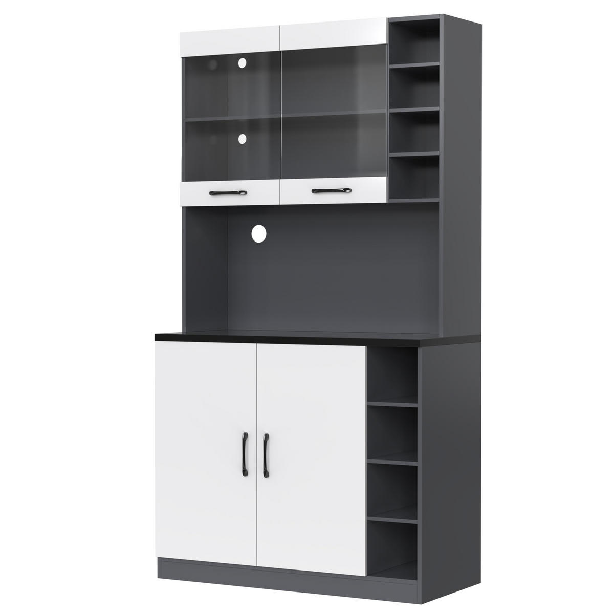 BUFFET Weiß Grau 100/47/187 cm - Weiß, Holz (100/187/47cm) - PANGIVO