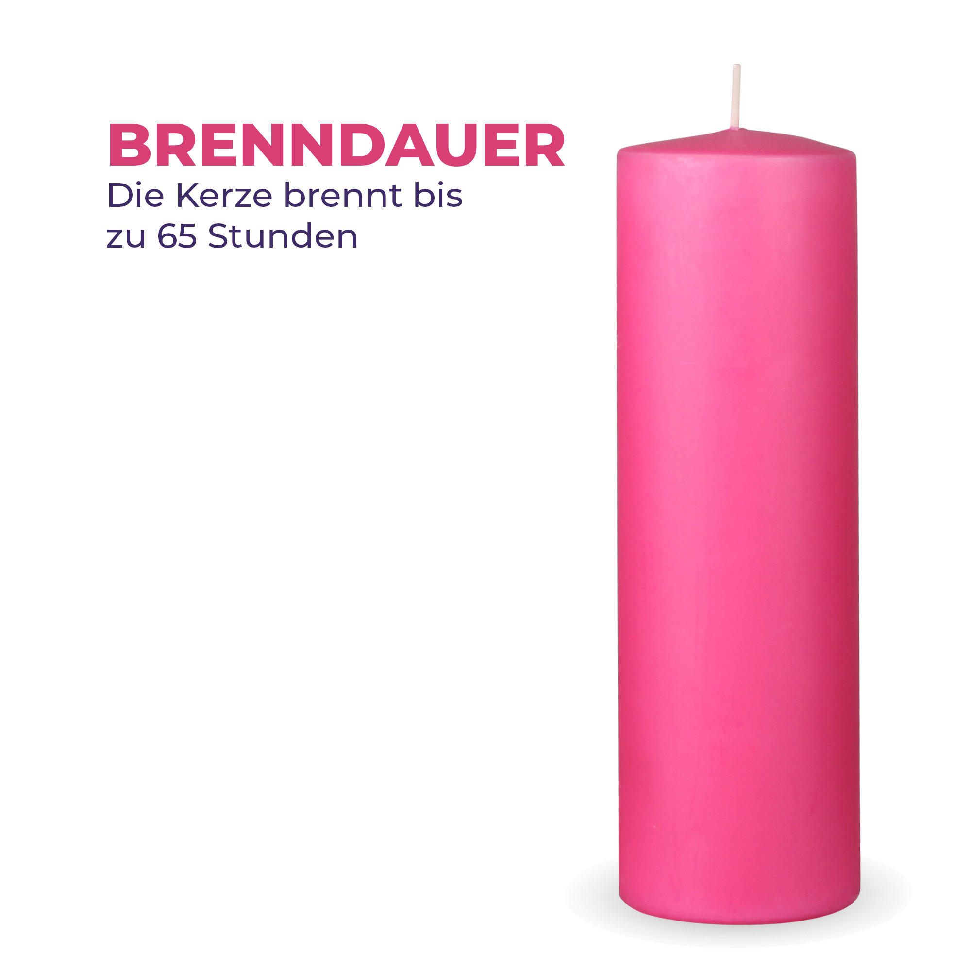 STUMPENKERZEN 4er Pack "Rosa", Größe Ø7cm x Höhe: 20 cm - Rosa, Naturmaterialien (7/20cm) - Bestlivings