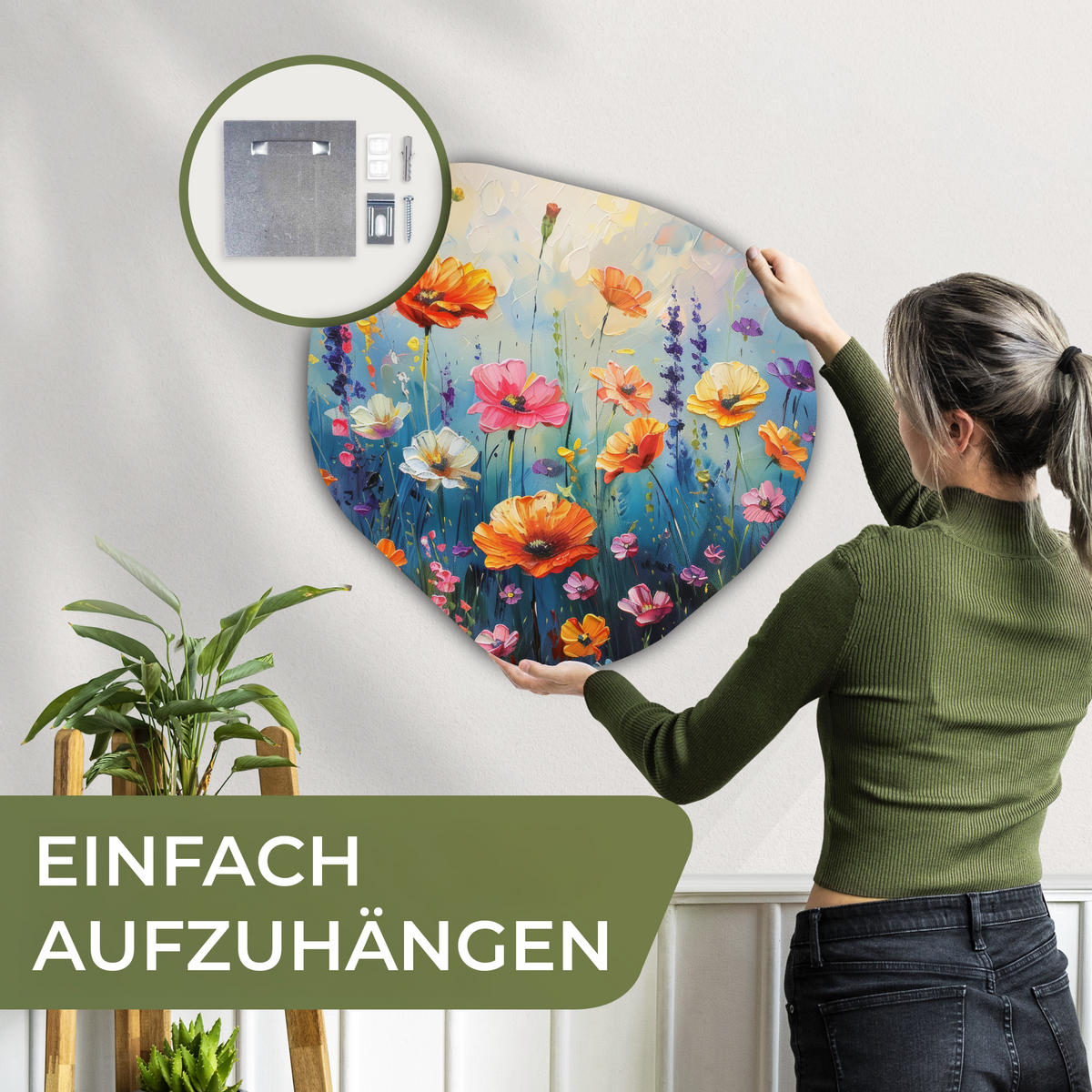 WANDBILD Blumen - Natur - Aquarell - Kunst 60x60 cm - Multicolor, Kunststoff (60/60cm) - MuchoWow