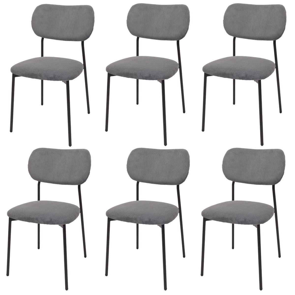 ESSZIMMERSTUHL Grau 6er-Set - Grau, Textil (44/83/52cm) - MCW