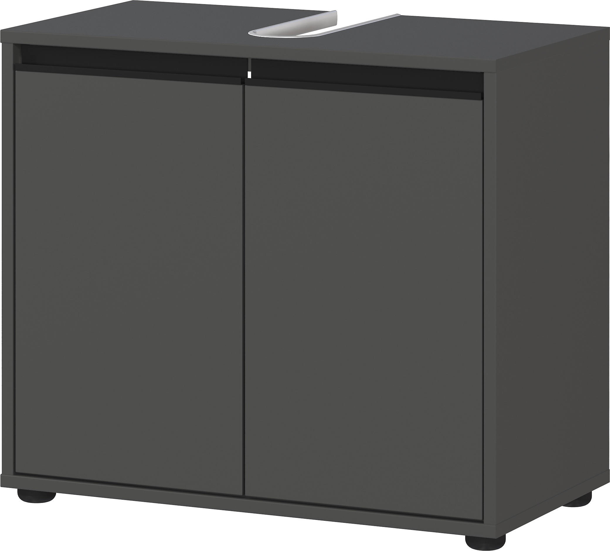 WASCHBECKENUNTERSCHRANK 63 cm mit zwei Türen und Einlegeboden | Graphit - Schwarz, Holzwerkstoff (63/55/34cm) - KADIMA DESIGN