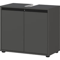 WASCHBECKENUNTERSCHRANK 63 cm mit zwei Türen und Einlegeboden | Graphit - Schwarz, Holzwerkstoff (63/55/34cm) - KADIMA DESIGN