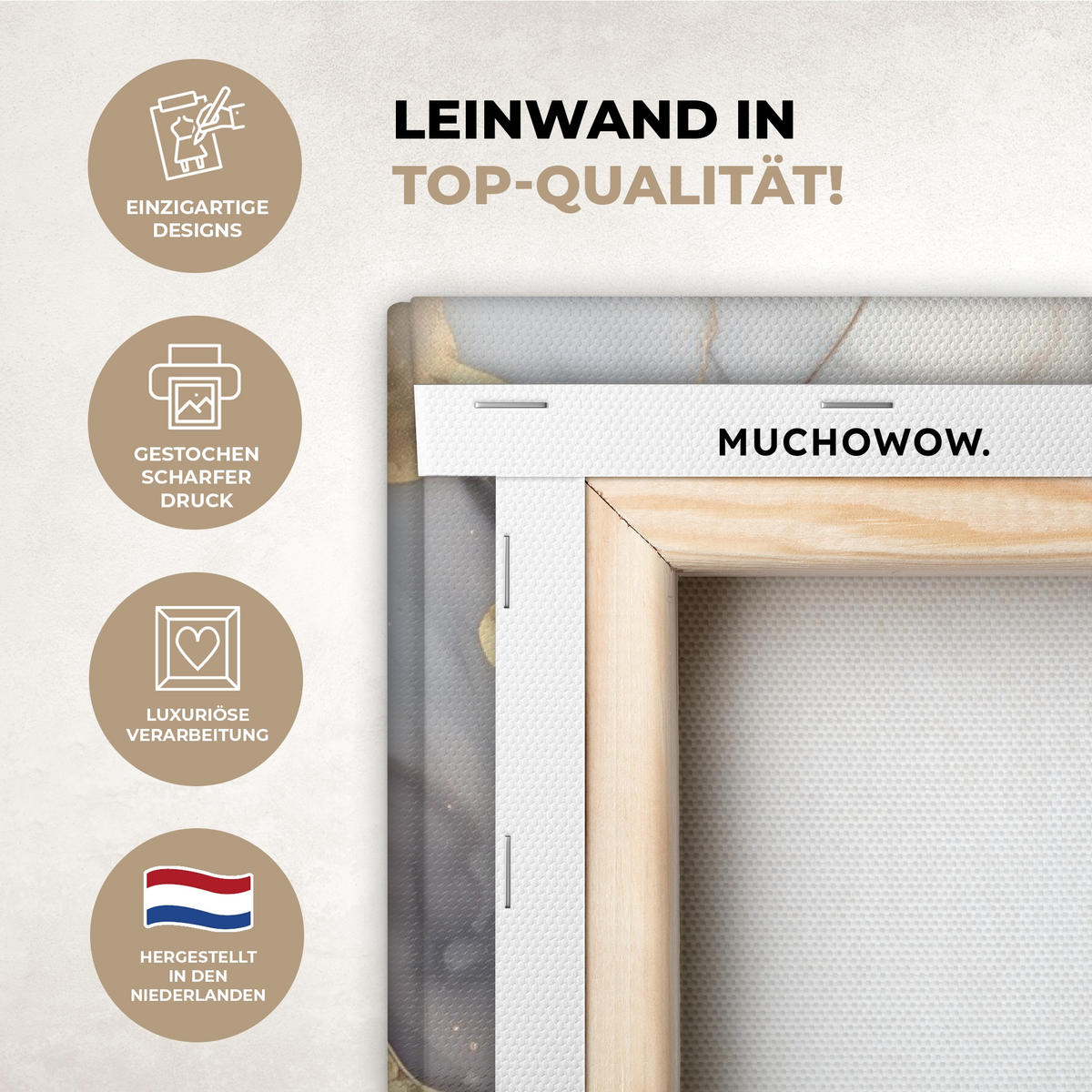 LEINWANDBILD Marmor - Schwarz - Gold - Weiß Wanddeko Schlafzimmer 60x90 cm - Dunkelgrau, Textil (60/90cm) - MuchoWow