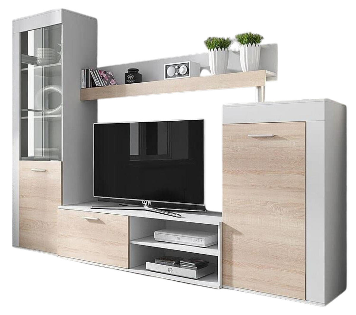 WOHNWAND 150/260/44 - Silberfarben/Weiß, Holz/Kunststoff (258/158/42cm) - Abiks Möbel