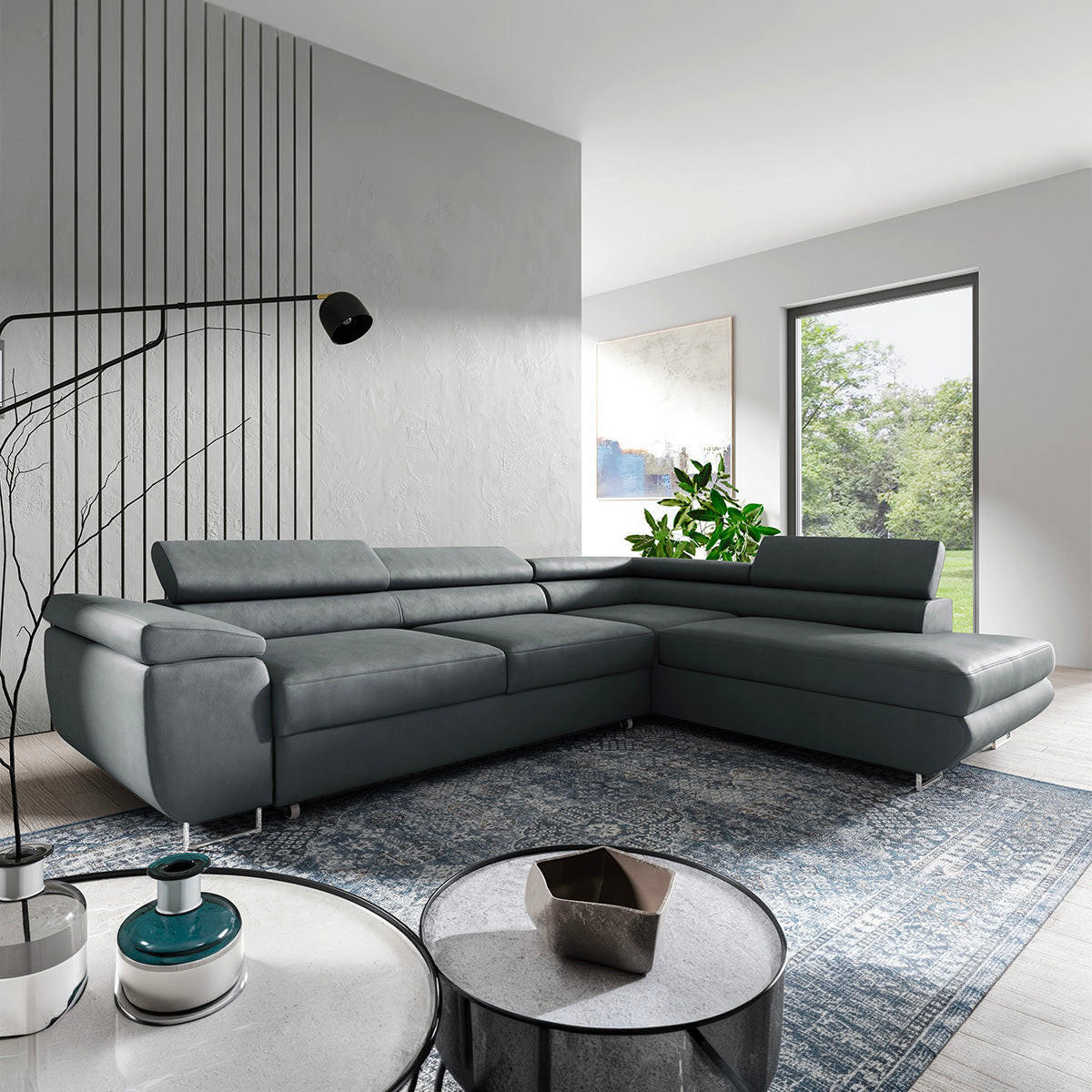 ECKSOFA Lyam 4 Sitzplätze Dunkelgrau - Grau, Textil (271/201cm) - Petits-meubles