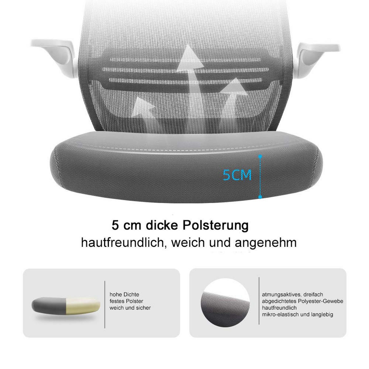 BÜROSTUHL Grau - Grau, Textil (63/99/46cm) - SIHOO