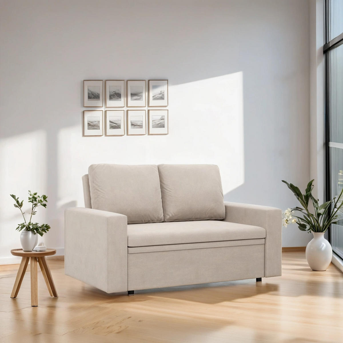 SOFA Neo mit gerader Armlehnen beige - Beige, Textil (148/90/87cm) - SIMKAM Furniture