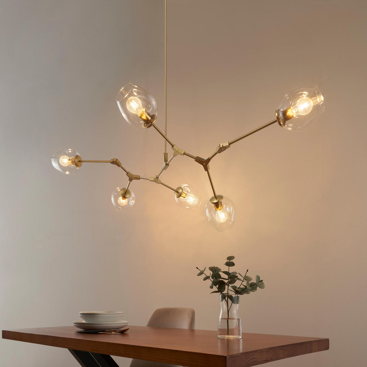 KRONLEUCHTER Ofélia, Transparent und goldfarben, 150cm - Transparent, Glas (150/150/50cm) - KOSILUM