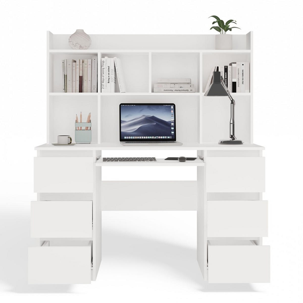 PÍSACÍ STÔL Biela 130/146/51 - biela, kompozitné drevo (51/130/146cm) - RAUMHIRSCH FURNITURE