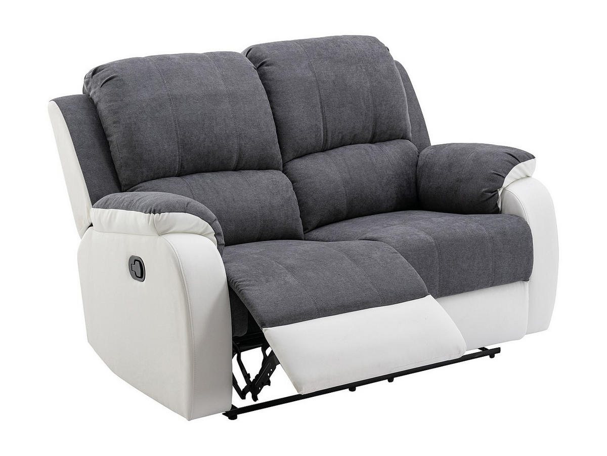 RELAXSOFA - 2 Personen - stoff - grau, weiß Brody - Weiß, Kunststoff/Textil (148/99/98cm) - Vente-Unique