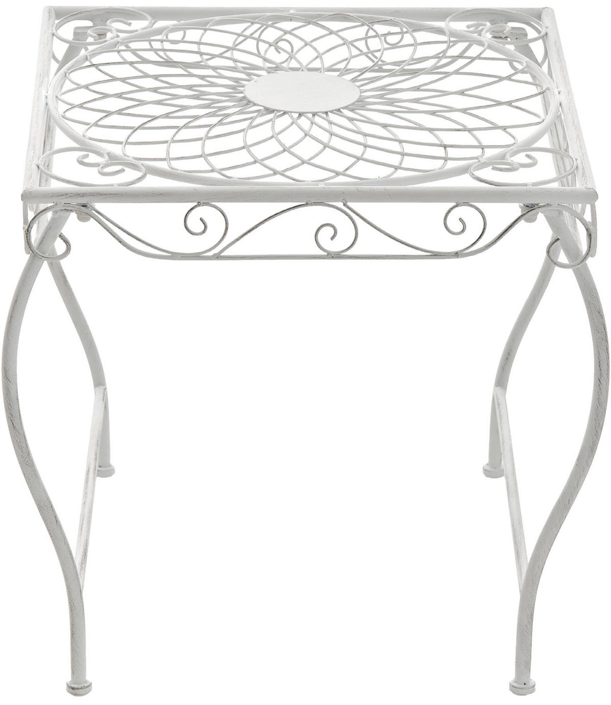 GARTENTISCH eckig 49/45/46 cm Metall Antik Weiß - Weiß, Metall (45/49/46cm) - CLP