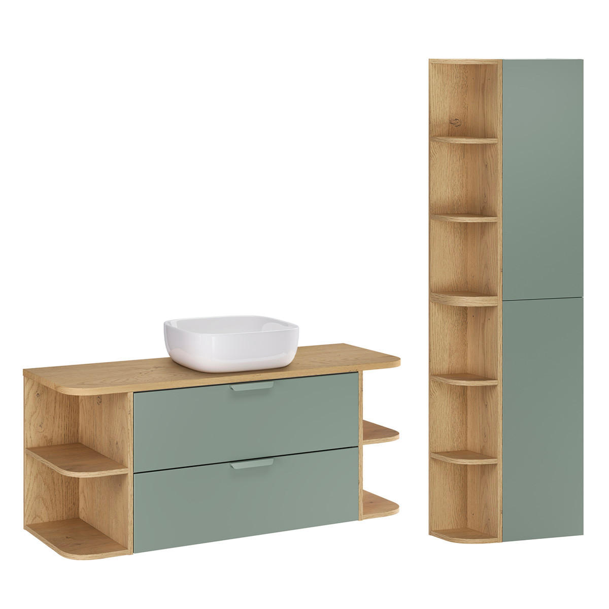 BADMÖBEL 120.4cm Oria 2er-Set Grün - Grün, Holzwerkstoff (120.4/50/45.8cm) - Petits-meubles