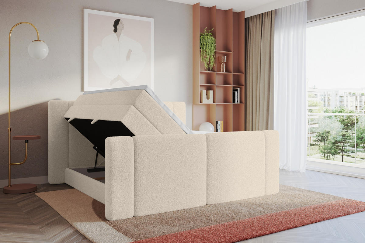 BOXSPRINGBETT mit Matratze H3/H4 - EVON KING Zanozek - 140x200 cm Dunkelbeige - Cappuccino, Holzwerkstoff (140/200cm) - ALTDECOR