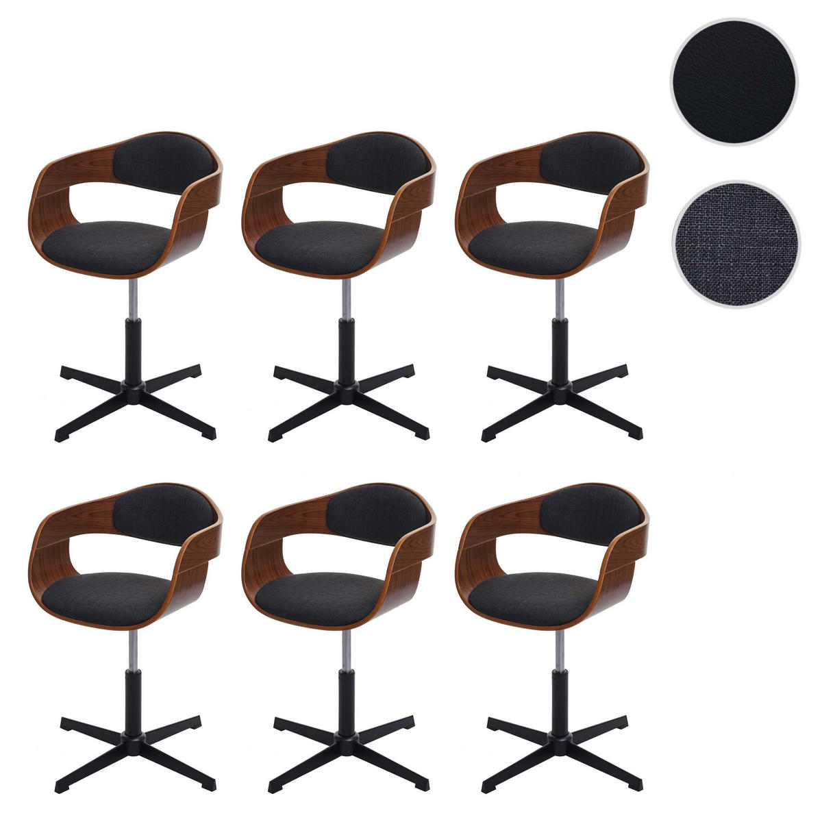 ESSZIMMERSTUHL Schwarz 6er-Set - Schwarz, Textil (64/83/64cm) - MCW