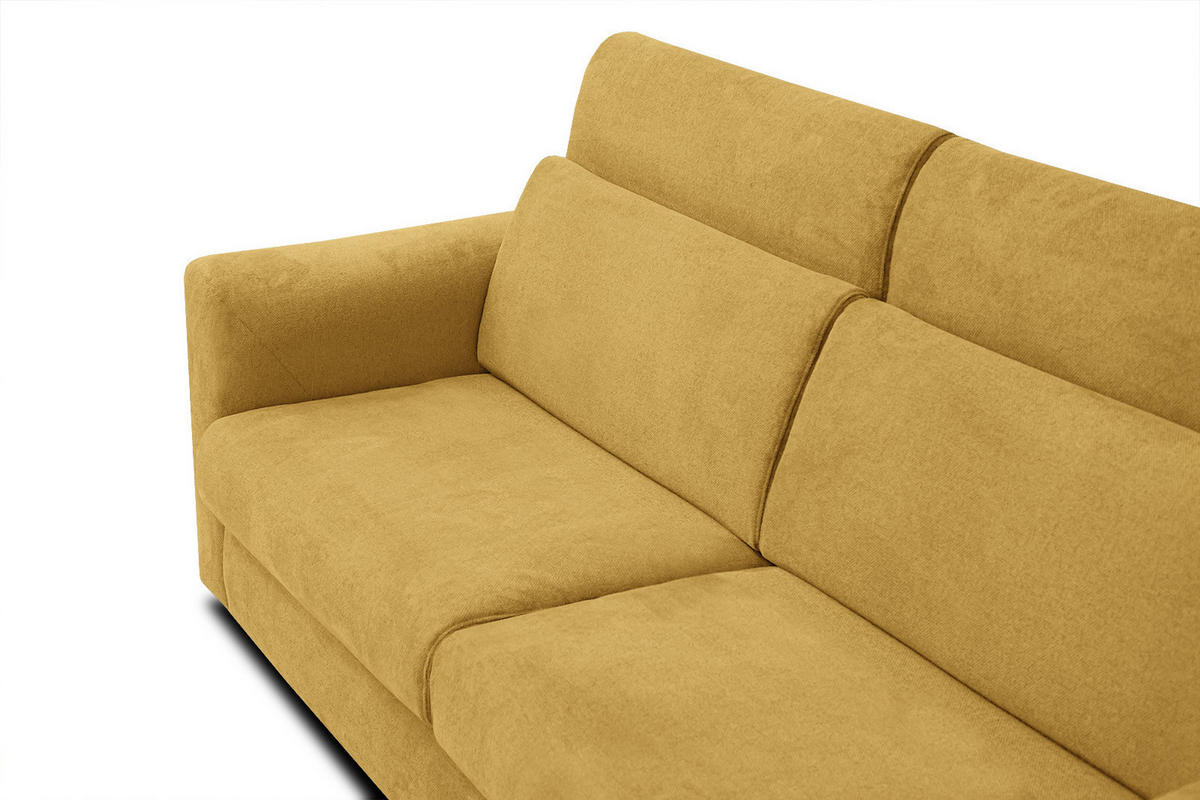 SOFA MEZO 3-Sitzer mit Schlaffunktion, gelb - Gelb/Schwarz, Holz/Textil (232/90/107cm) - Courtois Laville