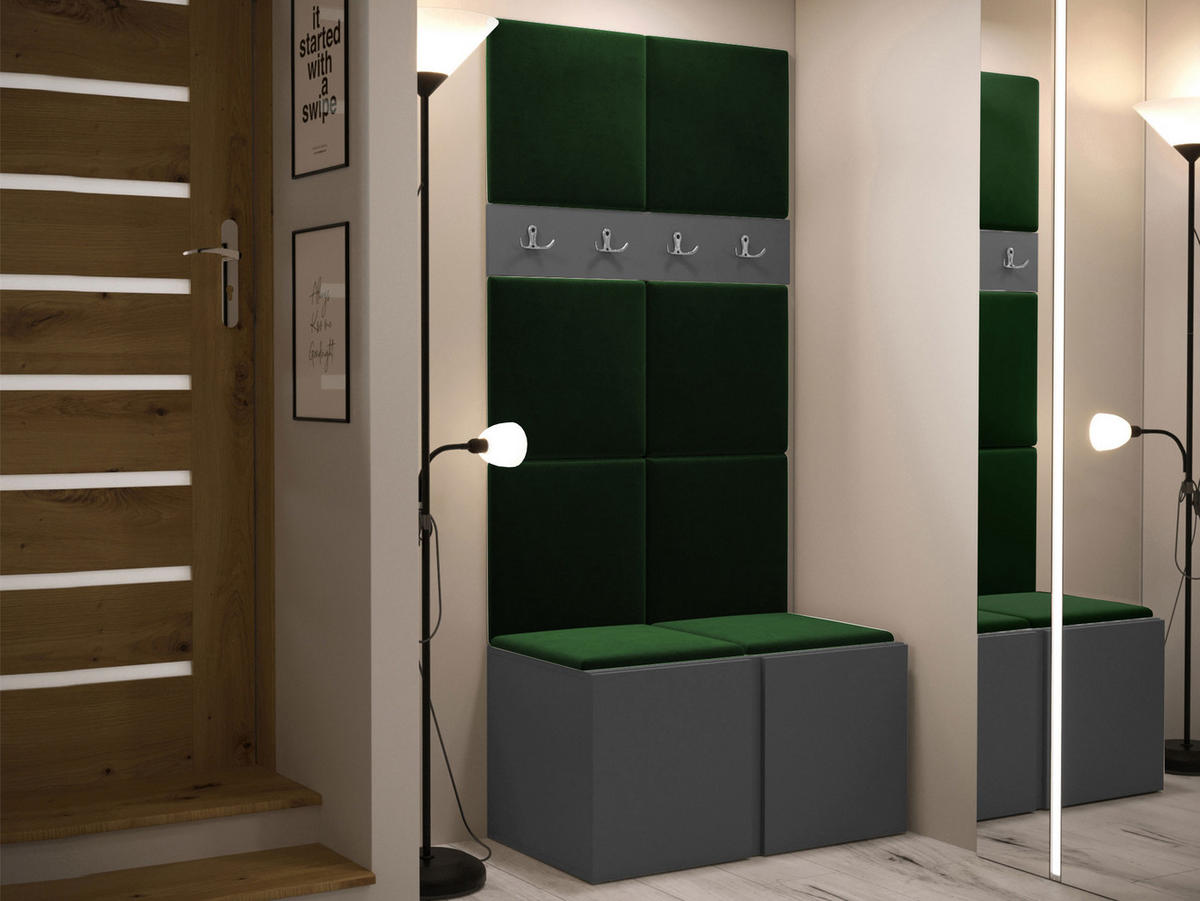 MOBILIER PENTRU HOL Orion IV - verde/grafit, material plastic/compozit lemnos (84/186/46cm) - MIRJAN24