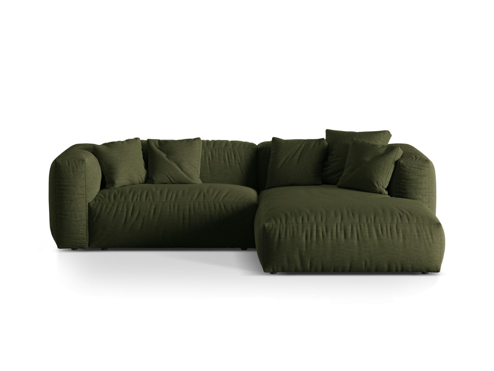 ECKSOFA modular rechts Martina aus strukturiertem Stoff grün 2 Sitzplätze - Grün, Textil (176/283cm) - Micadoni