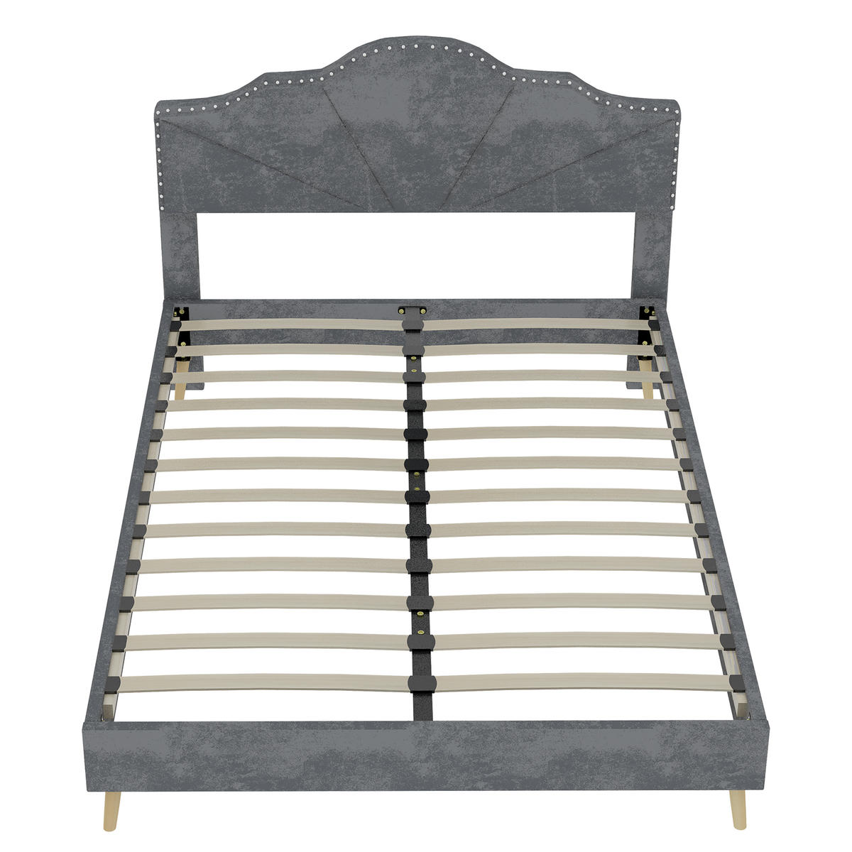 POLSTERBETT 140/200 cm DE-35437 mit weichem Kopfteil Grau - Grau, Metall (140/200cm) - ComfortXL