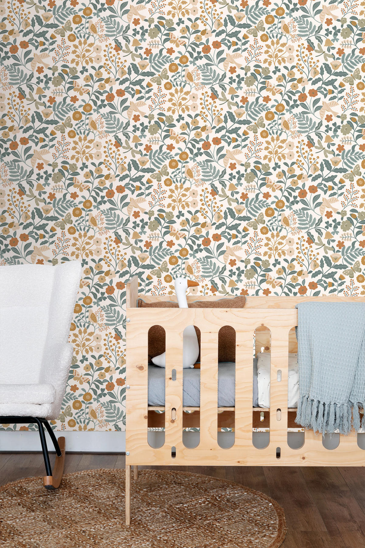 TAPETE Blumen und Vögel 53 cm x 10.05 m - Weiß, Papier (53/0.1cm) - ESTAhome
