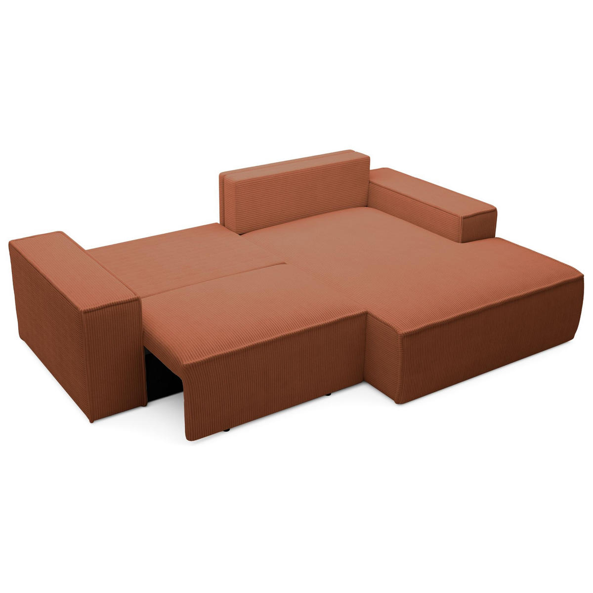 ECKSOFA Farese Mini mit Cordbezug Rostrot, rechts - Schwarz/Kupferfarben, Textil (240/167cm) - Selsey