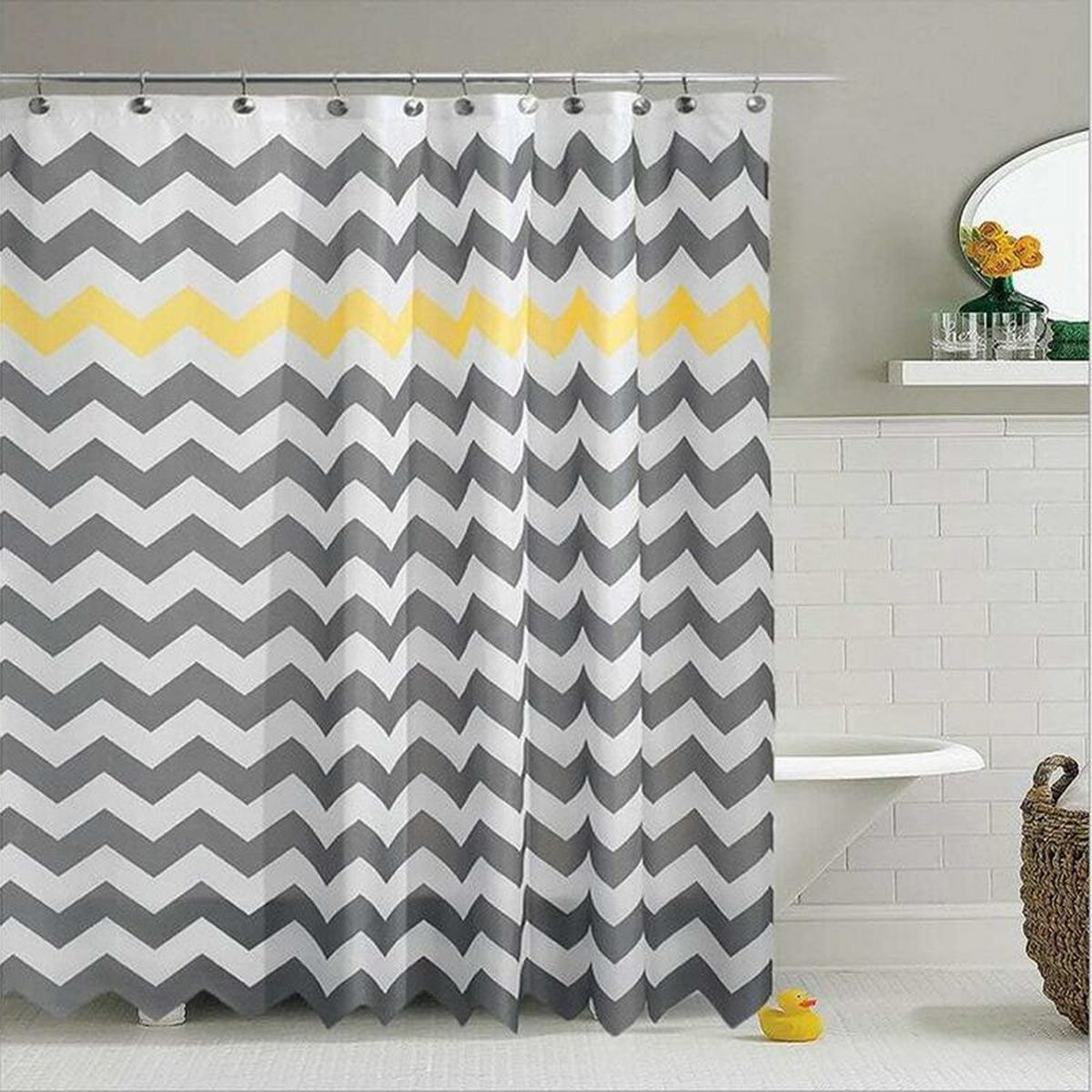 DUSCHVORHANG Gelb Stoff wasserdicht antibakteriell Größe - Multicolor, Textil (180/180cm) - MCBOSON